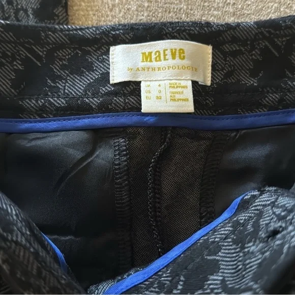 Anthropologie Maeve Jacquard Black Gray Floral Paisley Flare Wide Leg Pants 0 - Picture 7 of 7